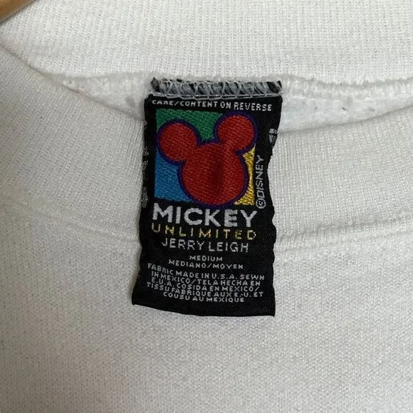 Disney Epcot White Mickey International Flags Jerry Leigh Sweatshirt Men’s Sz M - Picture 4 of 4
